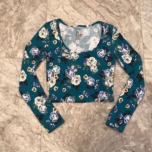Turquoise Floral Crop Top
